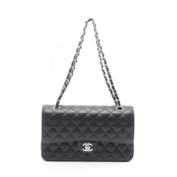 CHANEL Matelasse Double Flap Shoulder Bag in Grained Calfskin Leather, Black,... - Picture 1 of 10